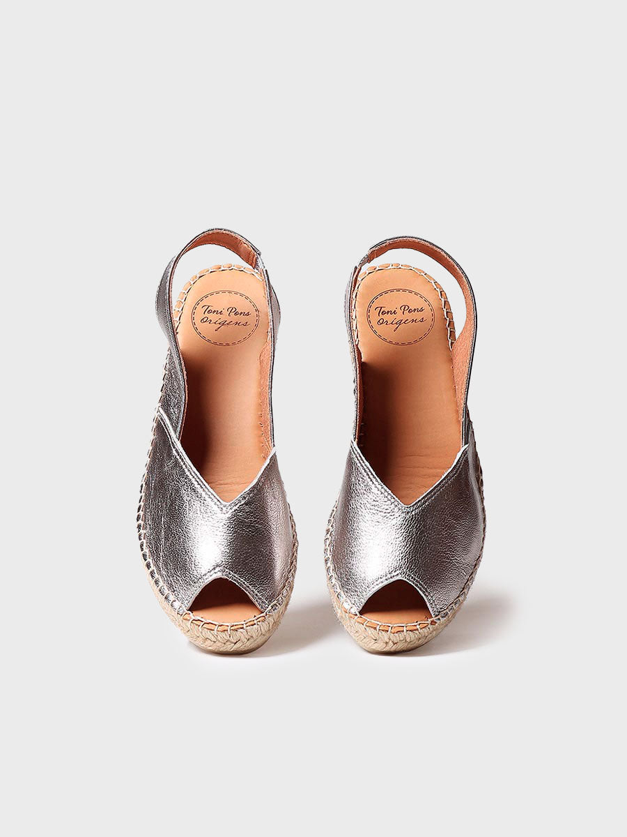 Women's leather peep-toe espadrille wedge | BERNIA-P