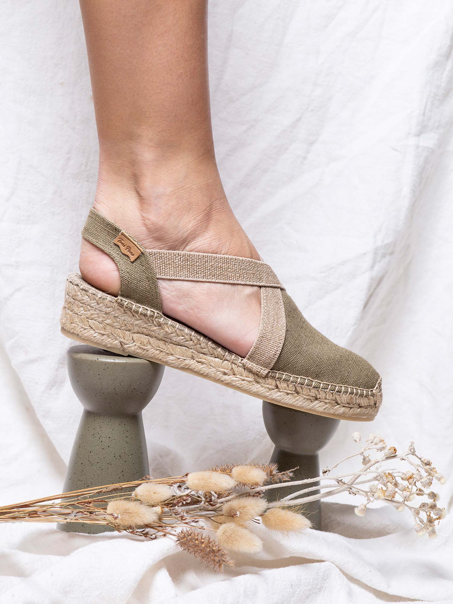 Women's flat vegan espadrilles in cotton fabric - VERDI-V