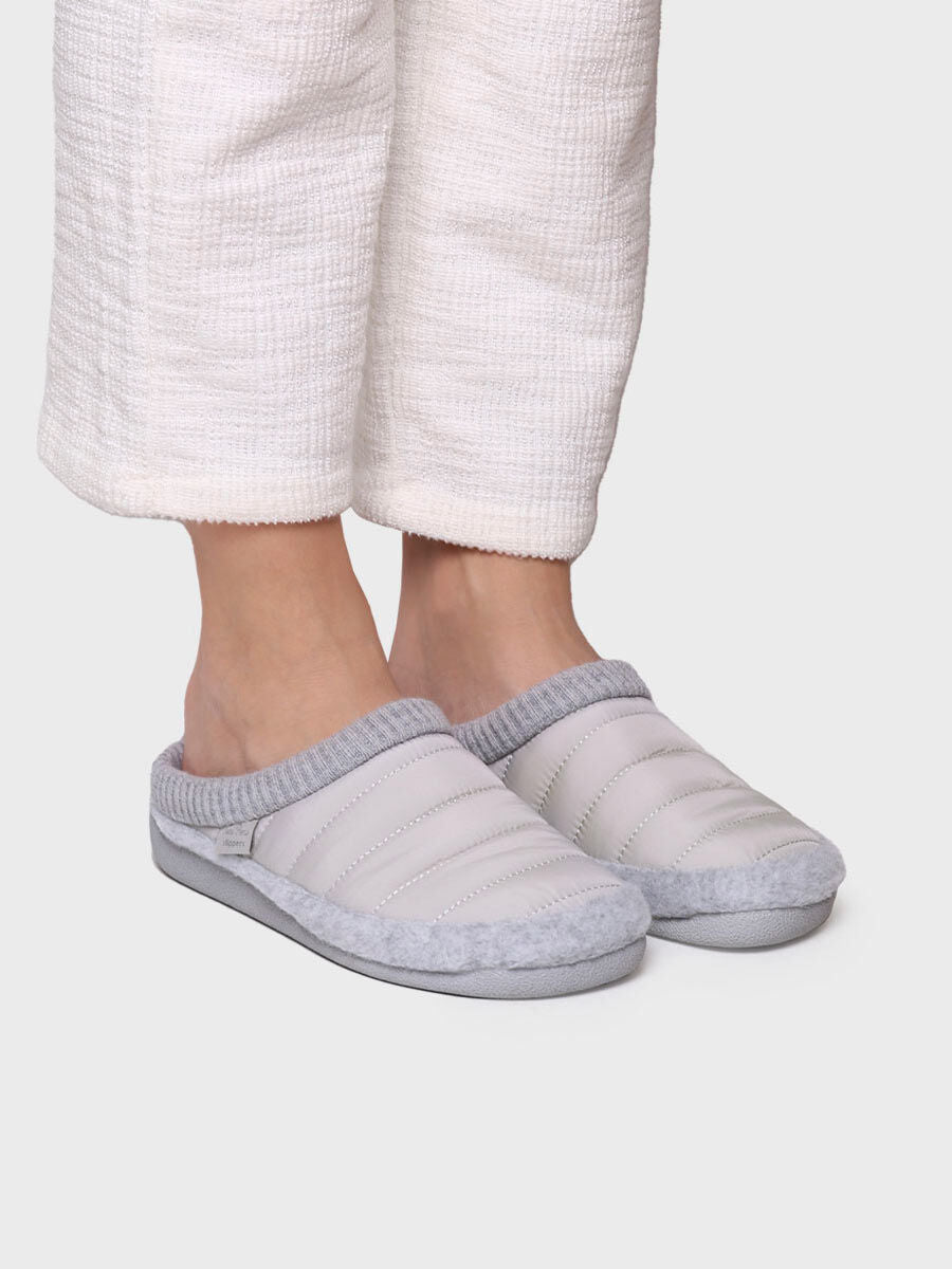 Women's clog-style slipper in padded fabric and felt - MORA-TK