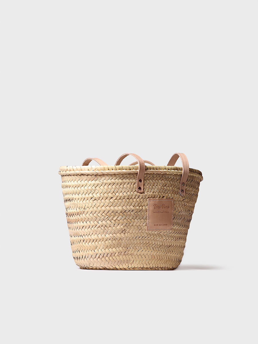 Women's wicker basket with leather handles | GOMERA