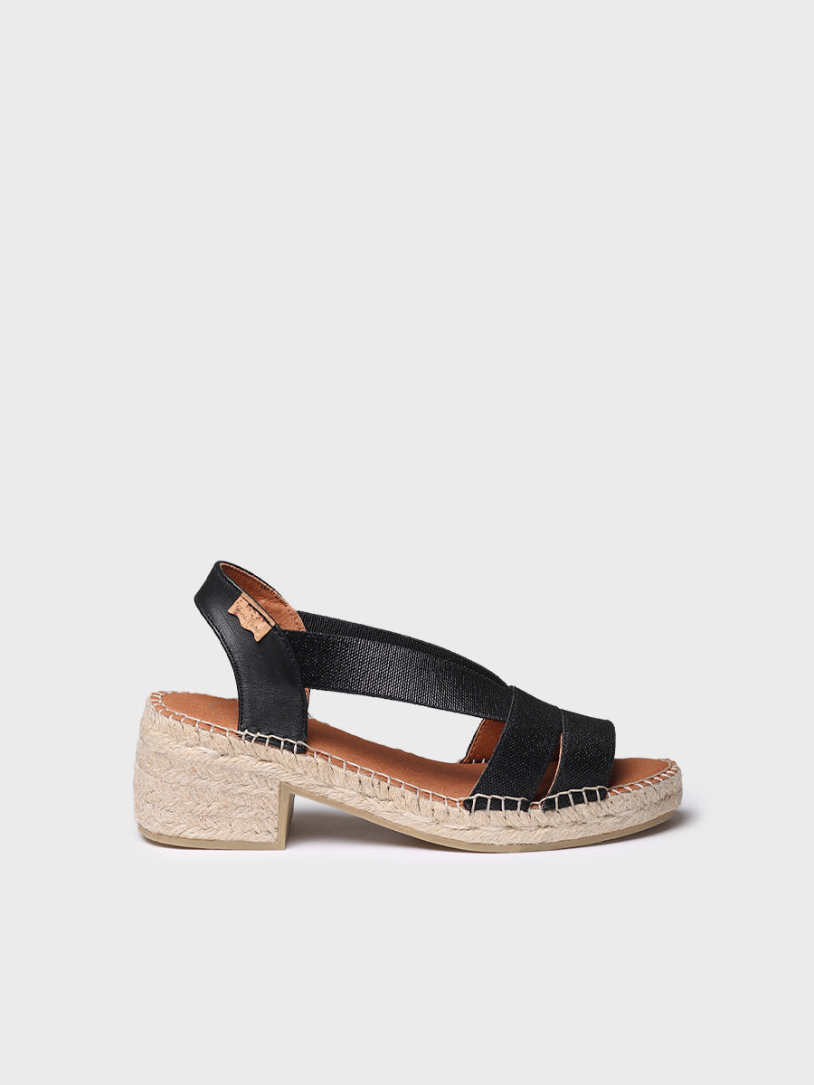 Women's espadrille with wide heel and metallic elastic - DAMA