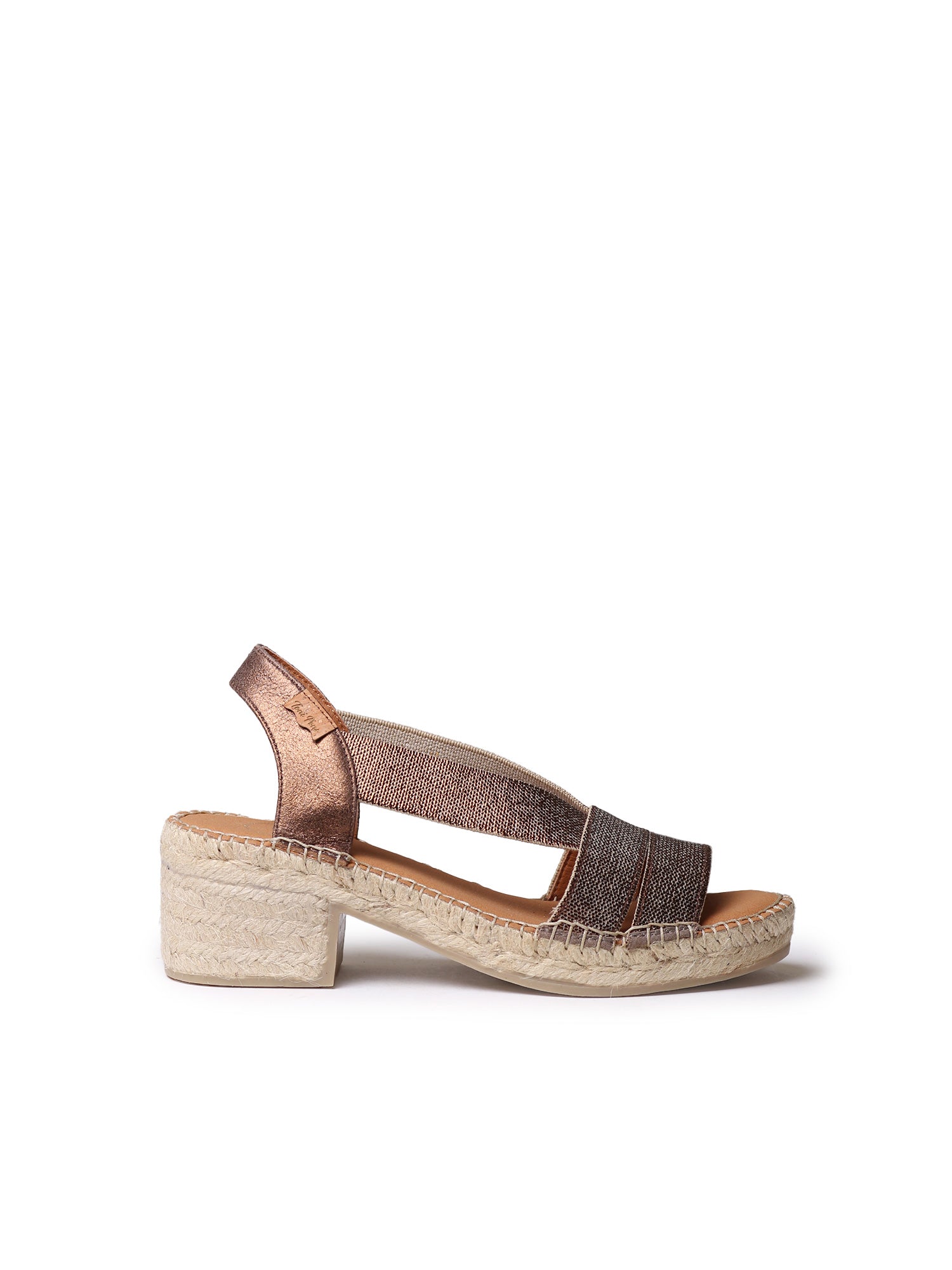 Women's espadrille with wide heel and metallic elastic - DAMA