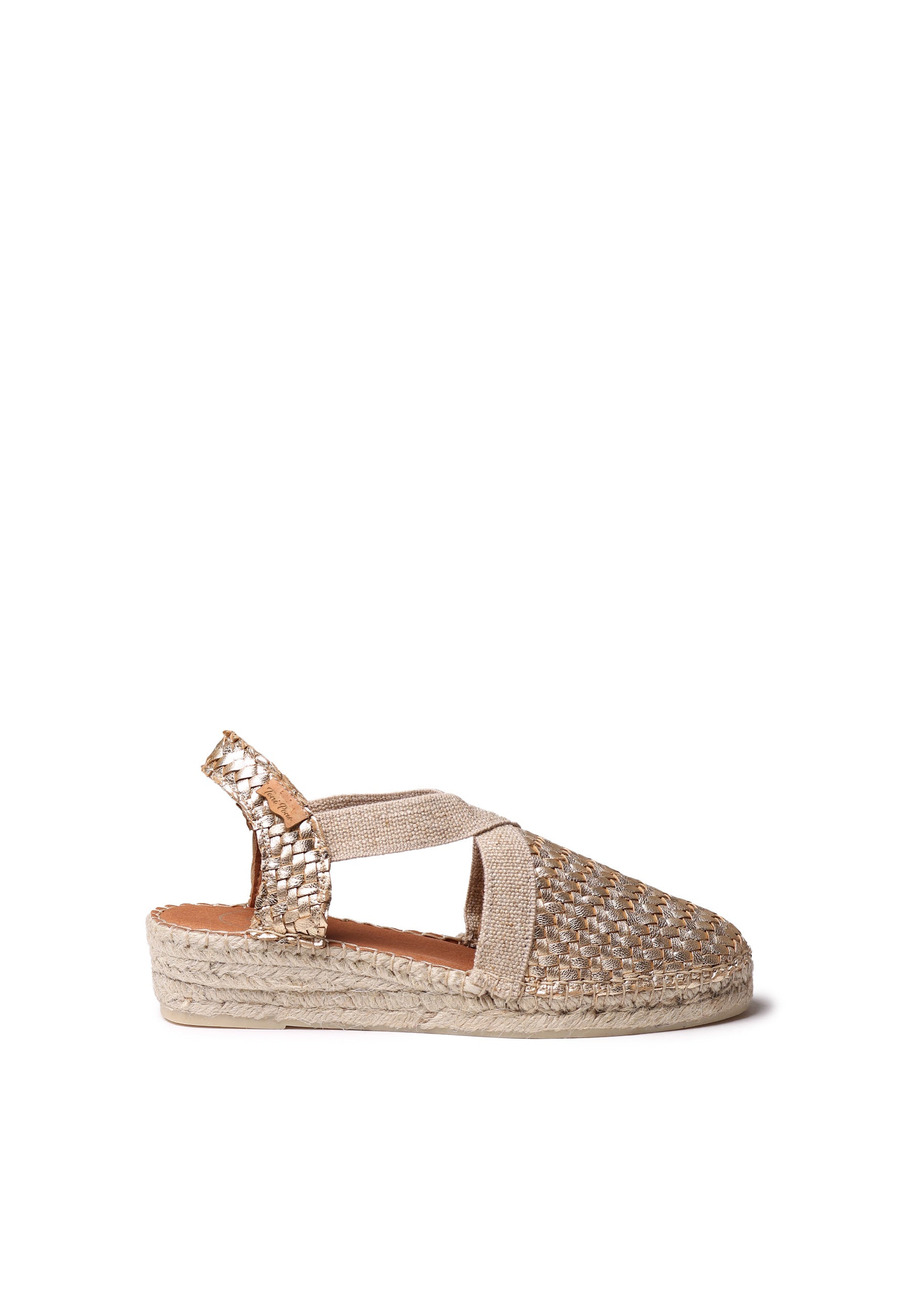 Women's closed espadrille in braided leather with wedge heel | SIRACUSA