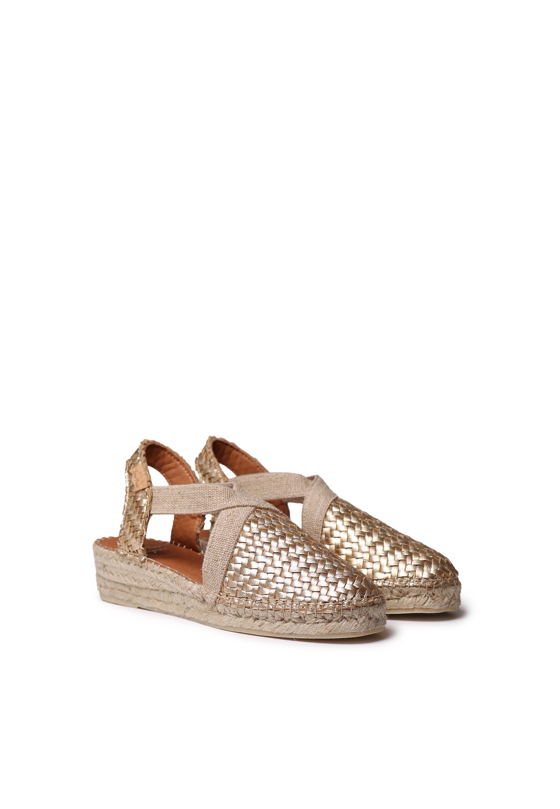 Women's closed espadrille in braided leather with wedge heel | SIRACUSA