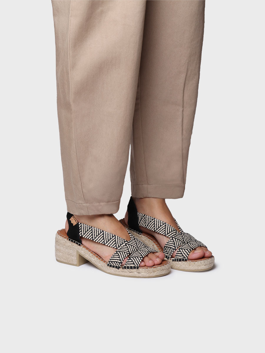 Women's espadrille with wide heel and two-tone elastic - DALYN