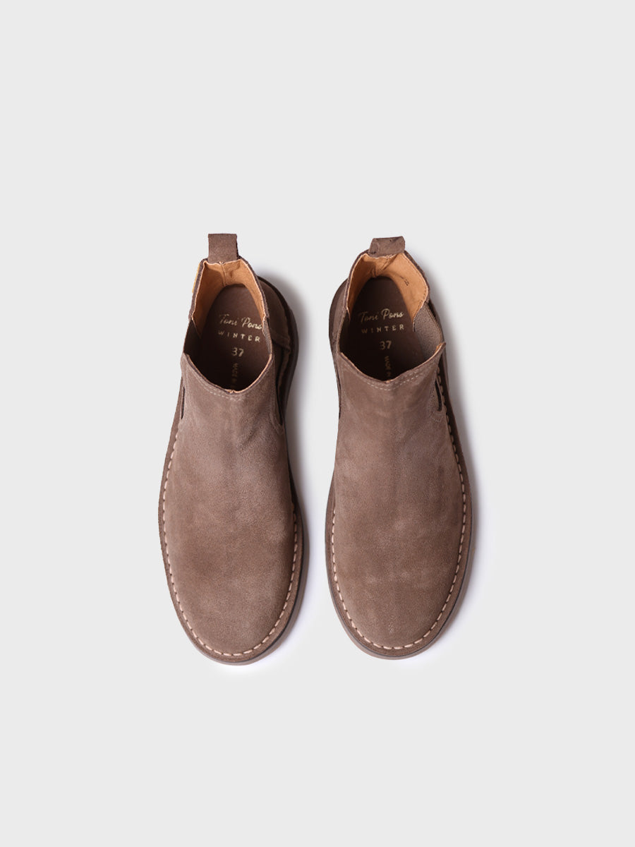 Women's suede ankle boots with elastic side panels | ISA-SY