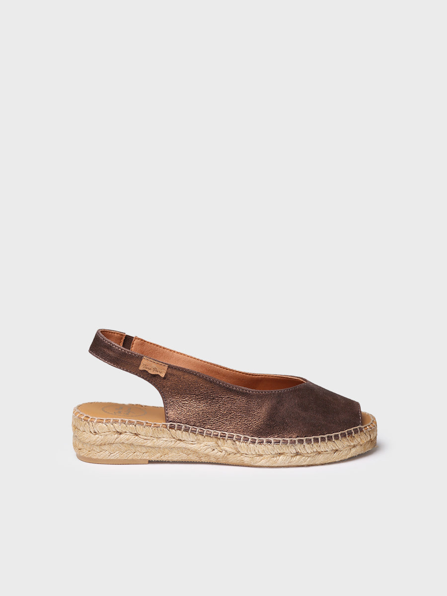 Women's peep-toe espadrille in shiny leather | ERICA-AS