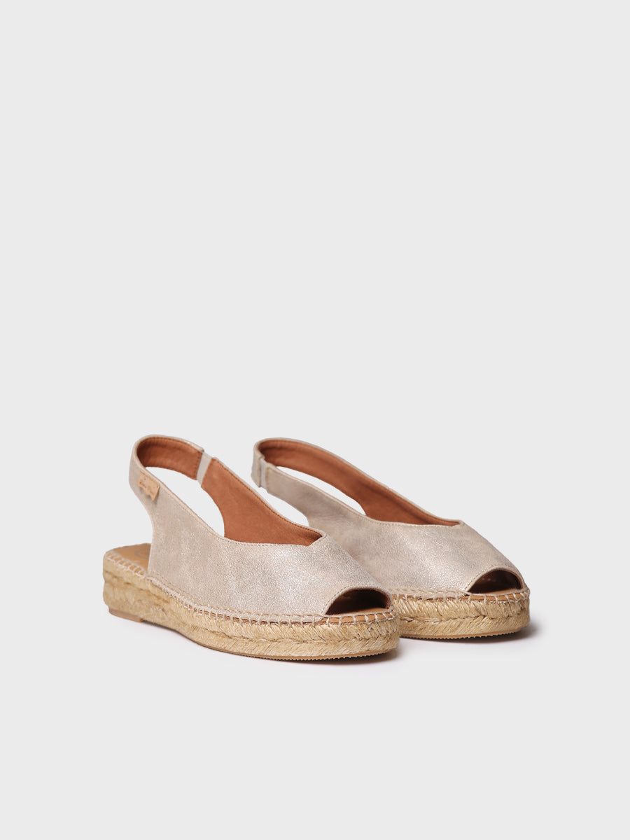 Women's peep-toe espadrille in shiny leather | ERICA-AS