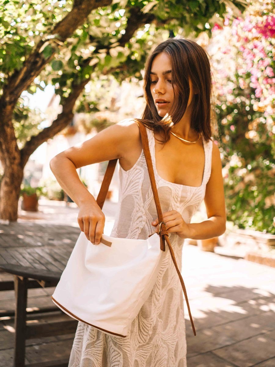 Women's bag in cotton canvas with adjustable handle | GOA