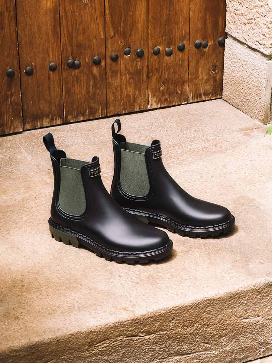 Women's rain boots with contrasting elastic bands | CAEN