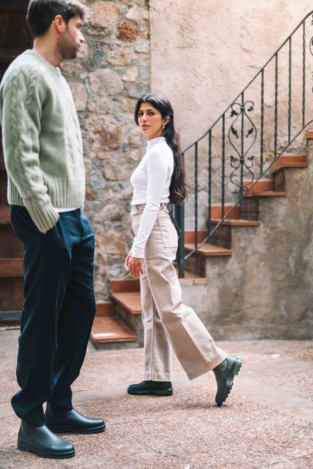 Women's rain boots with contrasting elastic bands | CAEN