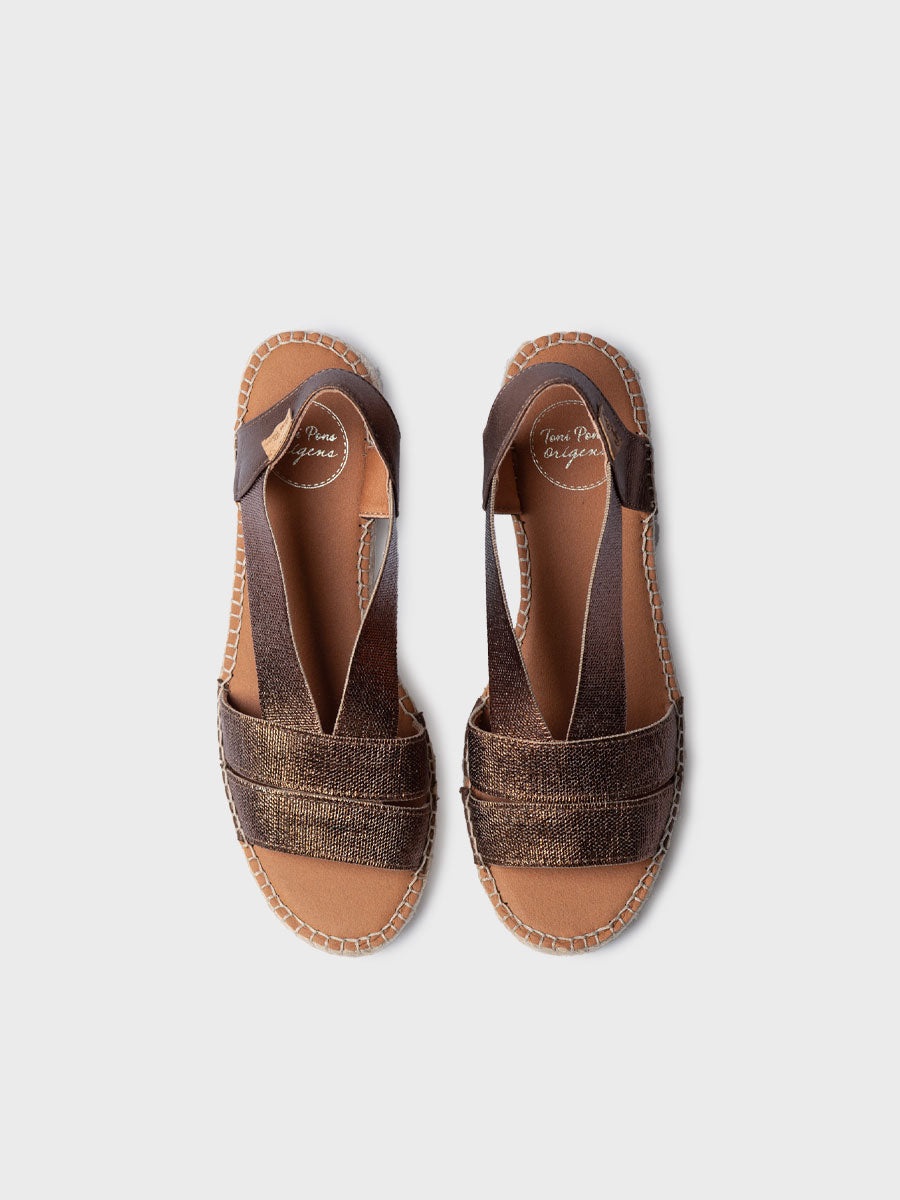 Women's espadrille with wide heel and metallic elastic - DAMA