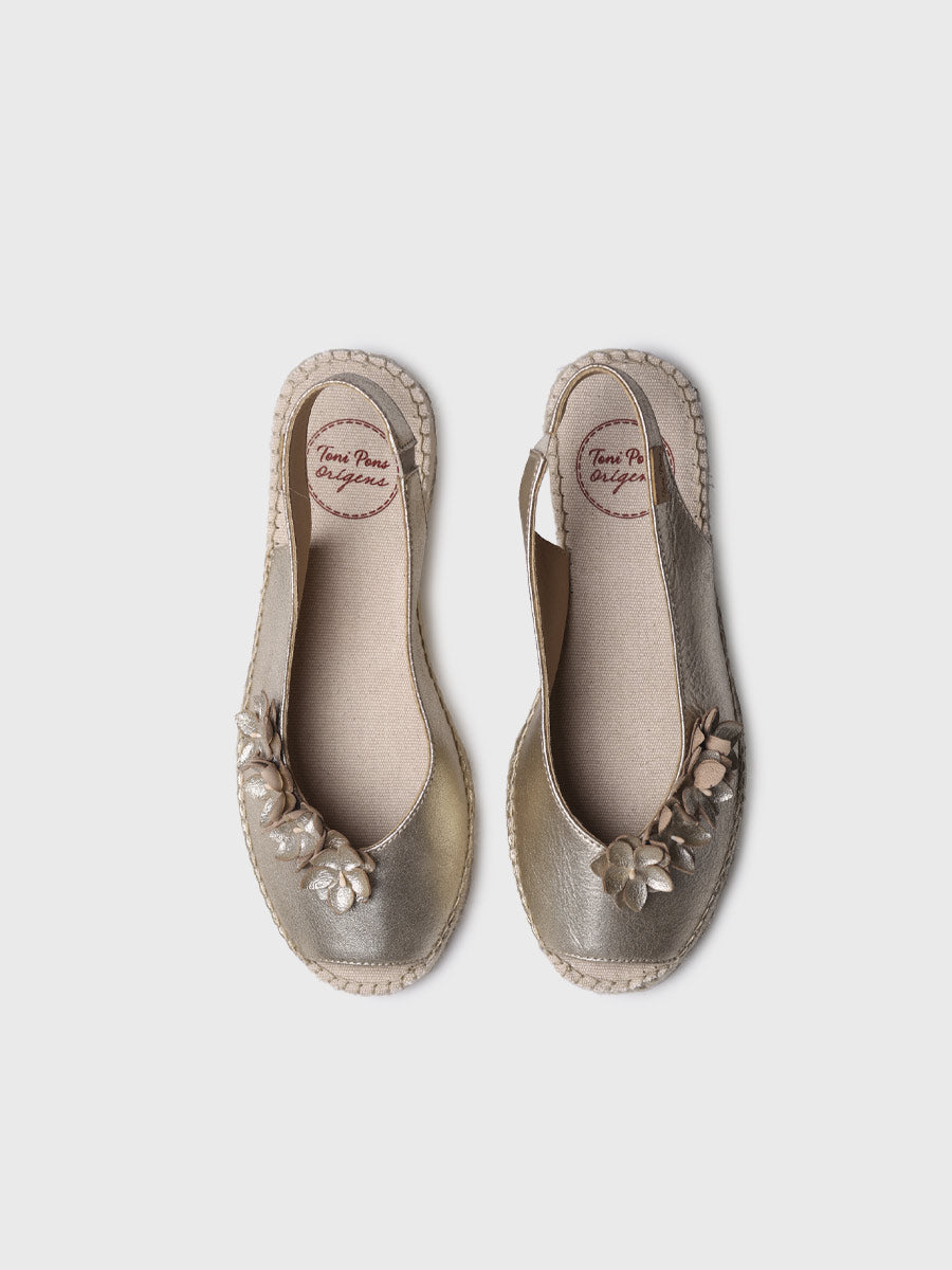Women's metallic flat espadrilles with flowers | ERICA-TA