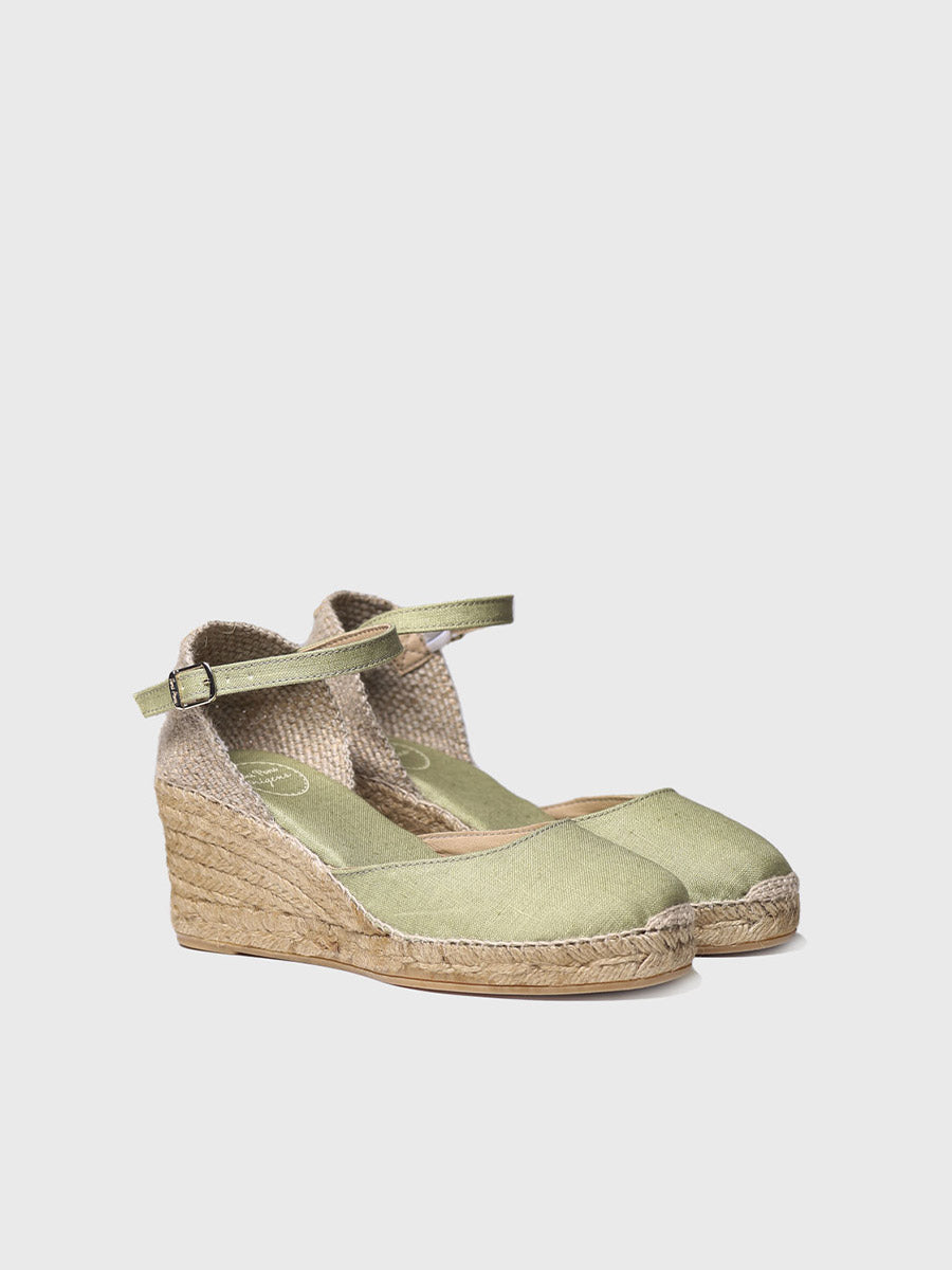Jute wedge espadrille with buckle | CALDES