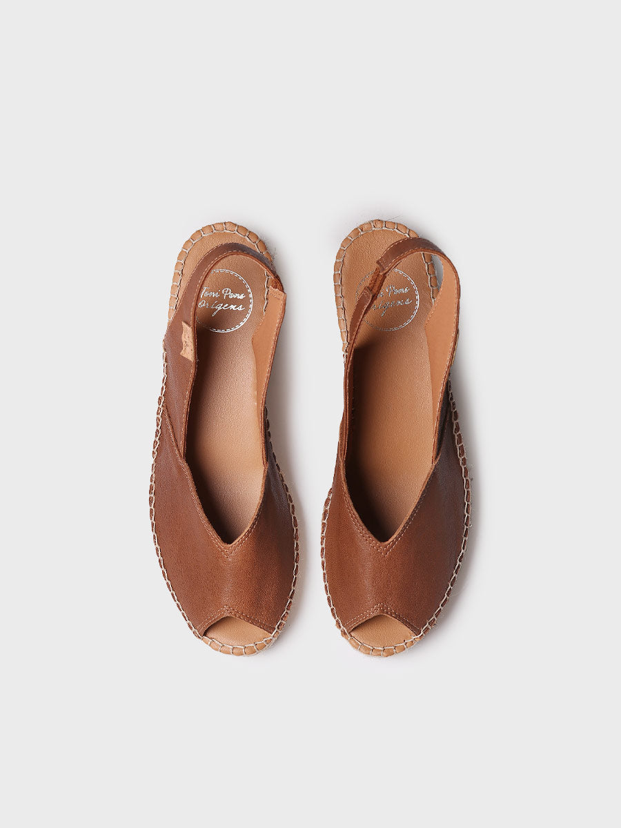 Women's leather peep-toe espadrille wedge | BERNIA-P