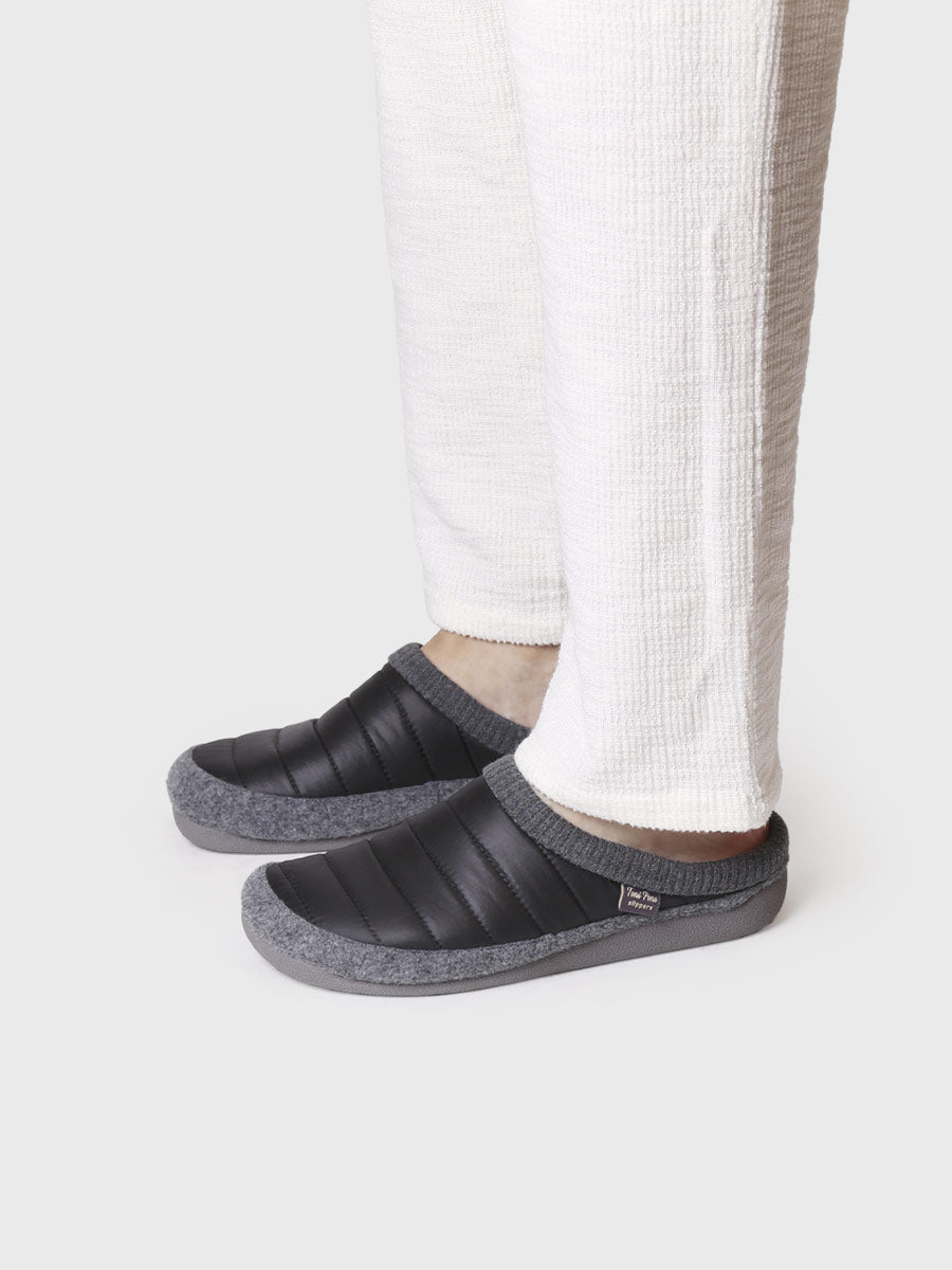 Men's slipper in a clog style, made of padded fabric and felt | NIX-TK