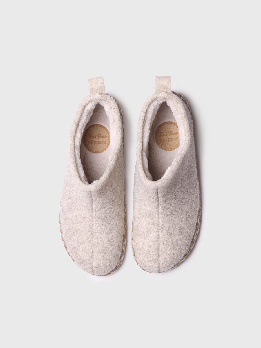 Women's Slipper in Felt in Ecru - DUNA-FP-ECRU