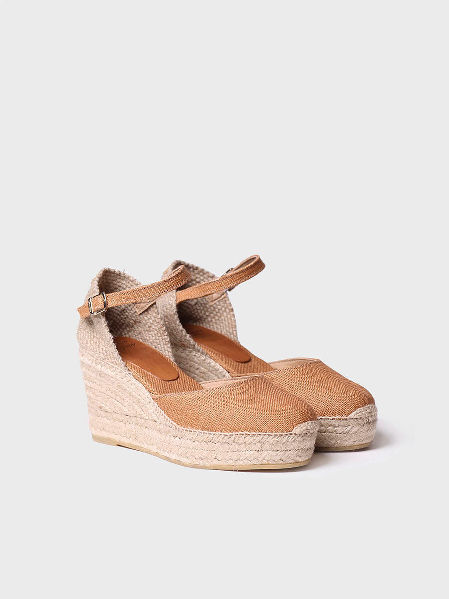 Women's linen wedge espadrilles - LAIA-NT-TAN