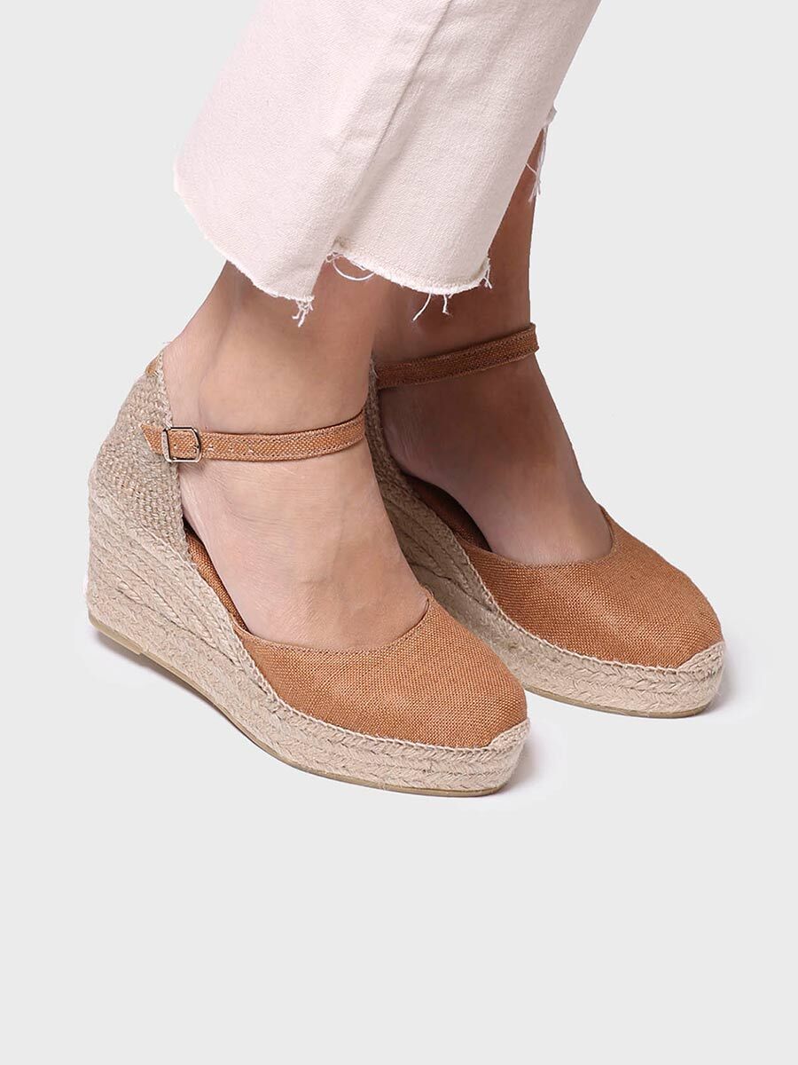 Women's linen wedge espadrilles - LAIA-NT-TAN