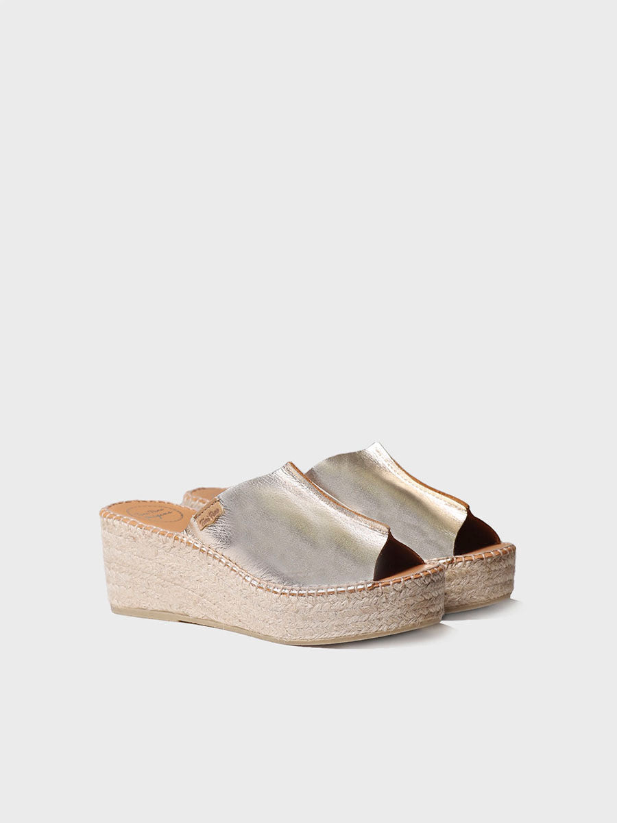 Women's leather espadrilles - IVONNE-PLATINUM