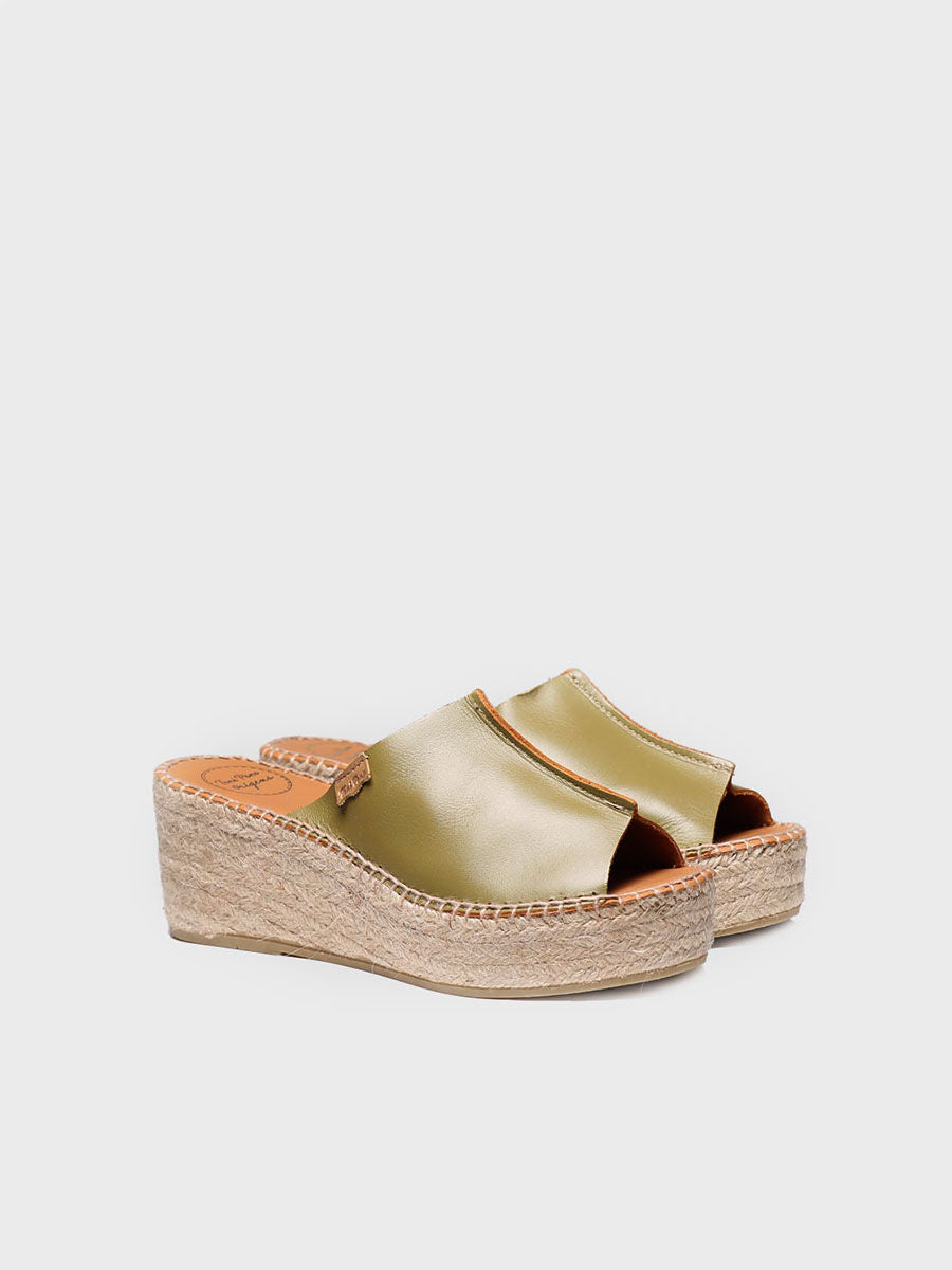 Women's leather espadrilles - IVONNE-KHAKI