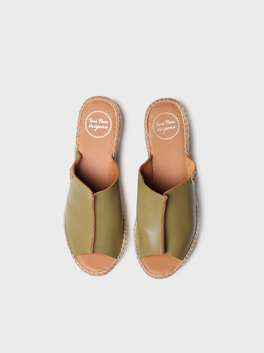 Women's leather espadrilles - IVONNE-KHAKI