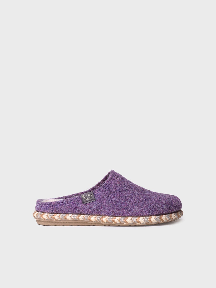 Women's slippers in felt in Purple - DELI-FP-PURPLE