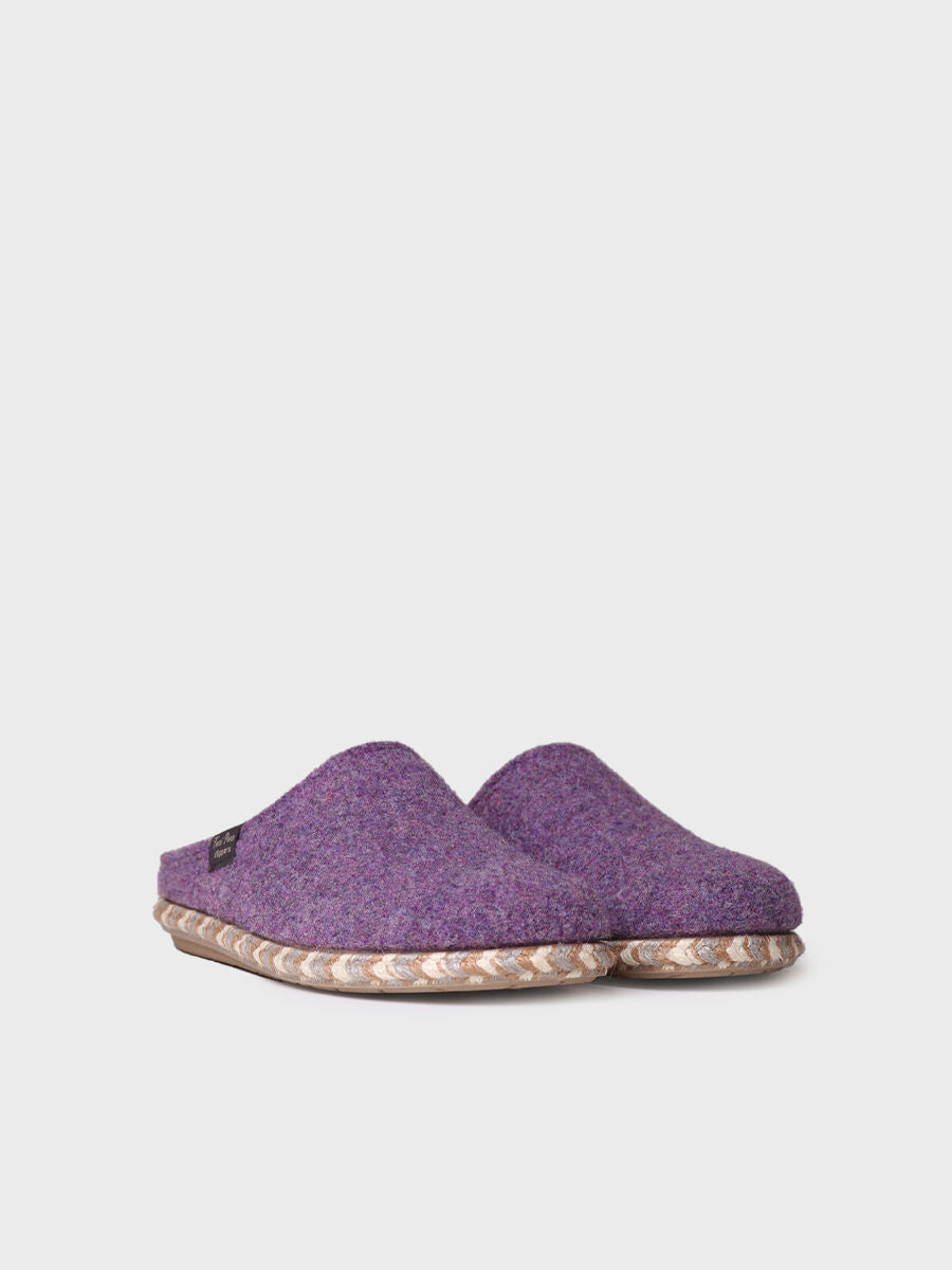 Women's slippers in felt in Purple - DELI-FP-PURPLE