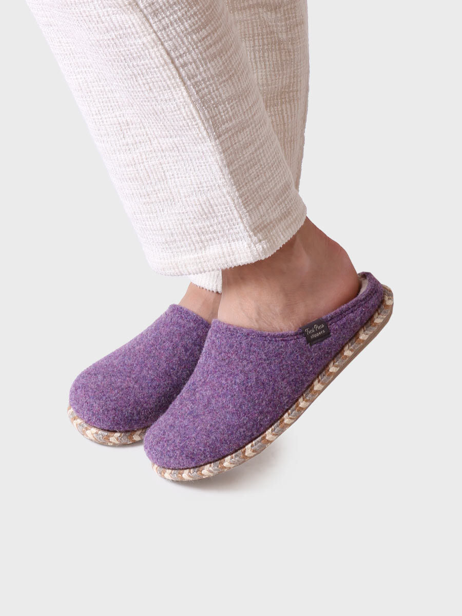 Women's slippers in felt in Purple - DELI-FP-PURPLE