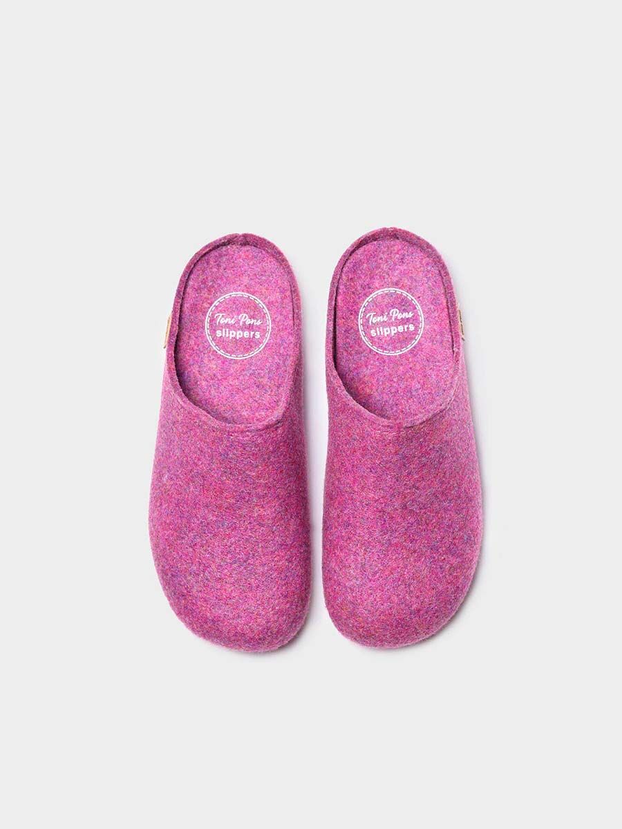 Women's clog-style slipper made from recycled felt in Purple - MONA-FR-PURPLE