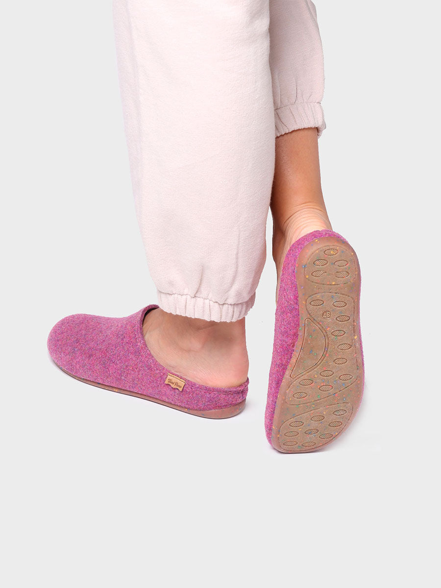 Women's clog-style slipper made from recycled felt in Purple - MONA-FR-PURPLE