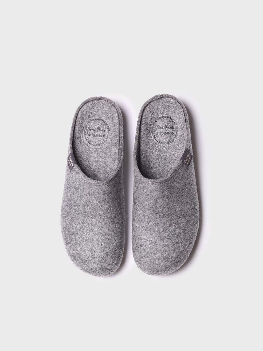 Women's clog-style slipper made from recycled felt in Grey - MONA-FR-GREY