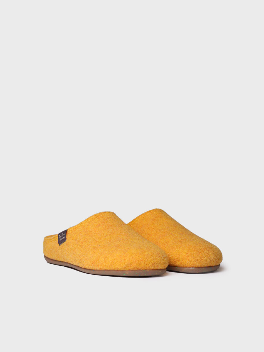 Women's clog-style slipper made from recycled felt in Yellow - MONA-FR-YELLOW