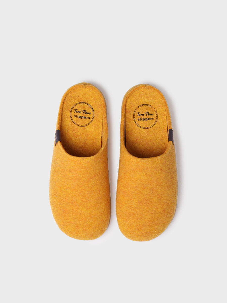 Women's clog-style slipper made from recycled felt in Yellow - MONA-FR-YELLOW