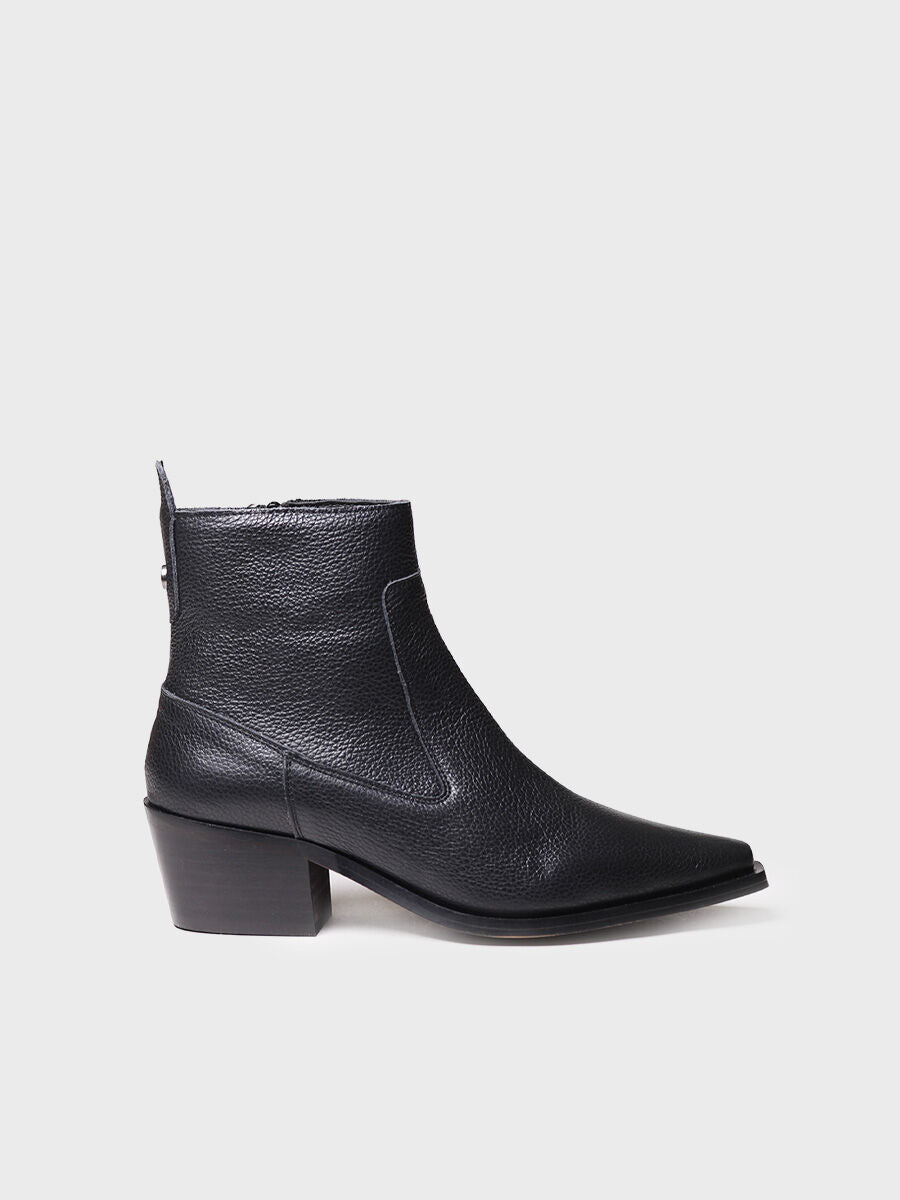 Women's Leather Ankle boot in Black - IKIA-P-BLACK