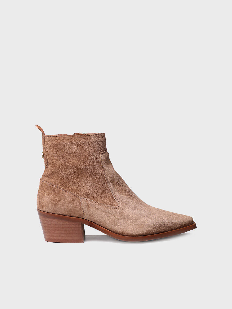 Women's Ankle boot in suede in Coffee - IKIA-SY-COFFEE