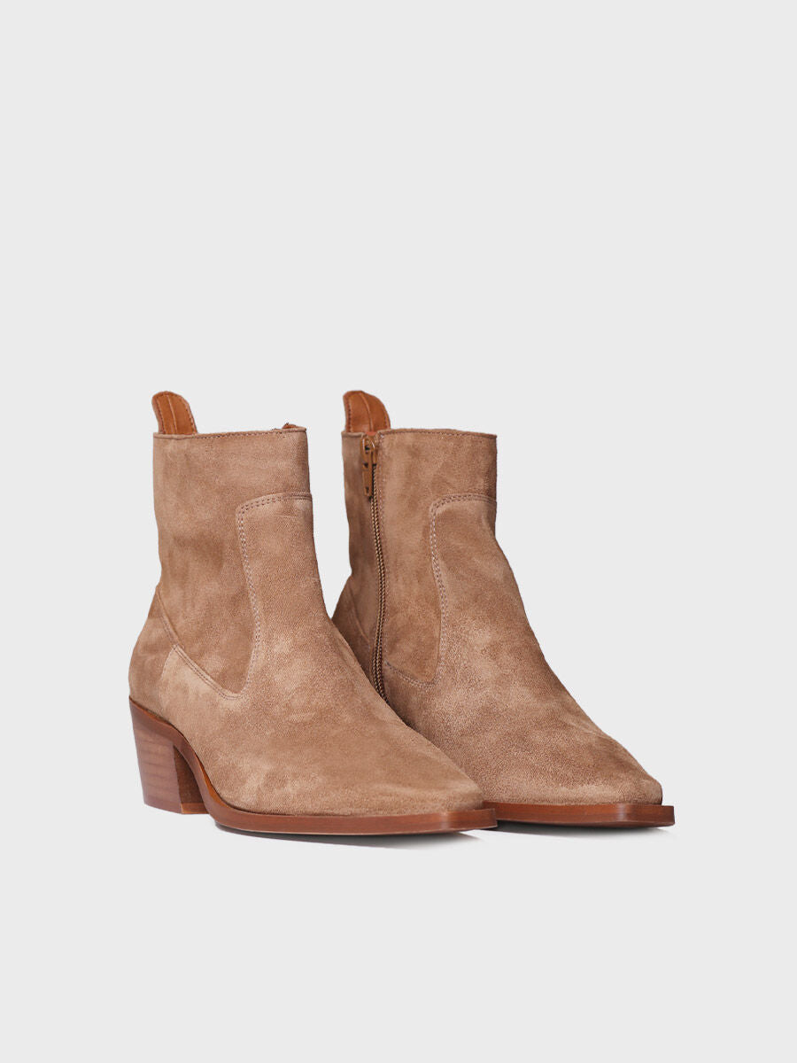 Women's Ankle boot in suede in Coffee - IKIA-SY-COFFEE