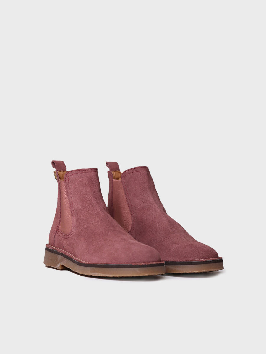 Women's Ankle boot in Suede in Burgundy - ISA-SY