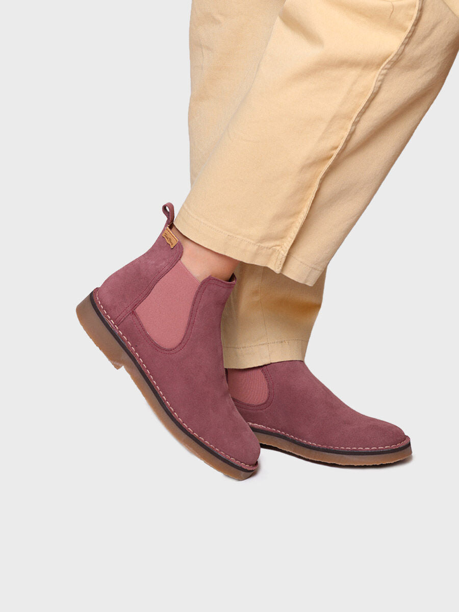 Women's Ankle boot in Suede in Burgundy - ISA-SY