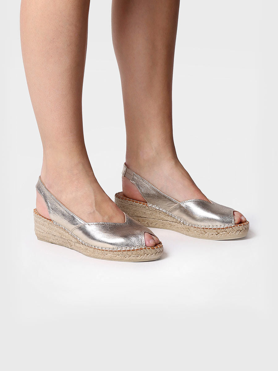 Wedge espadrilles in leather - BERNIA-P-SILVER