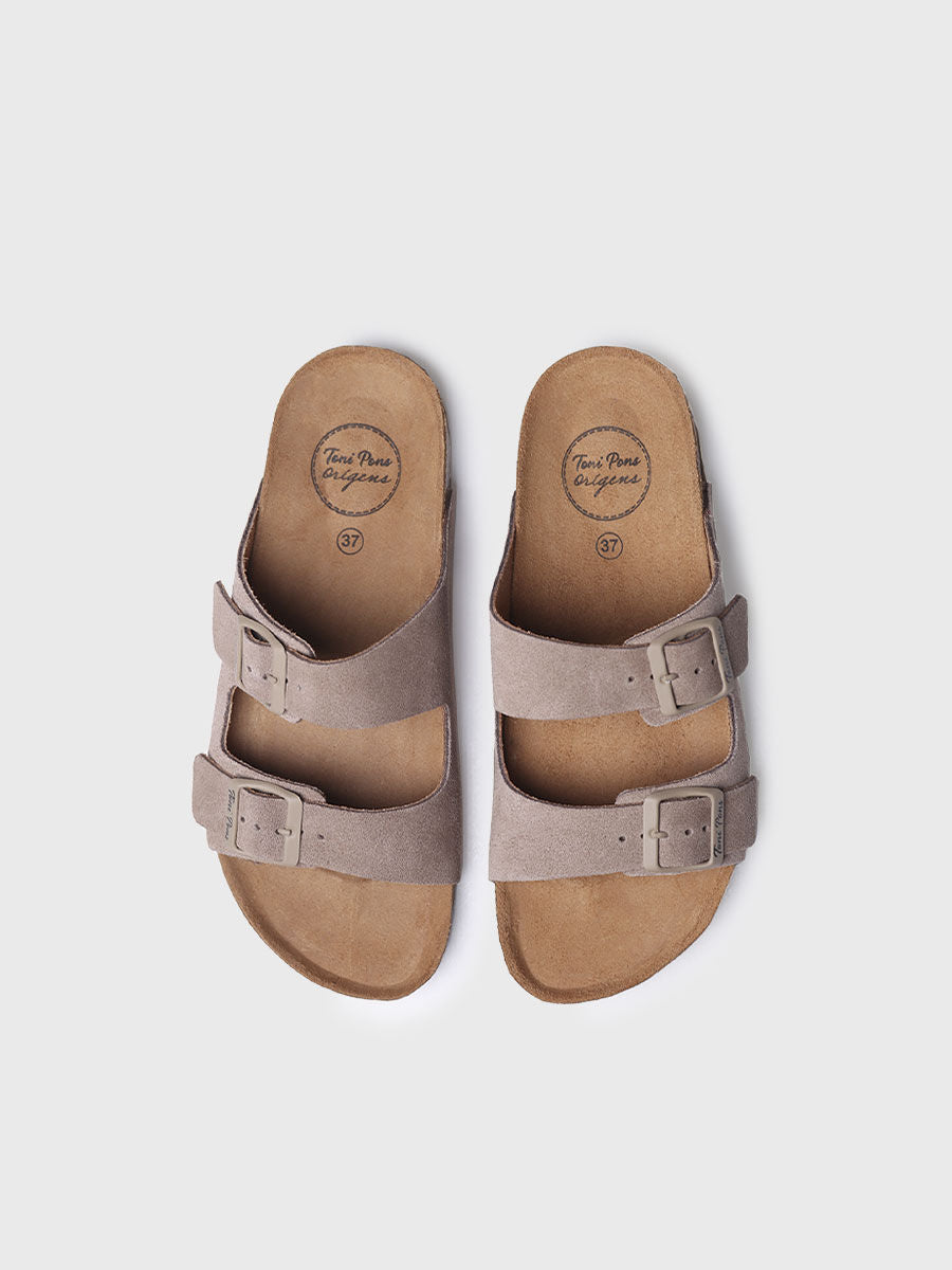 Women's Double Buckle Sandal - GHANA-QT-TAUPE