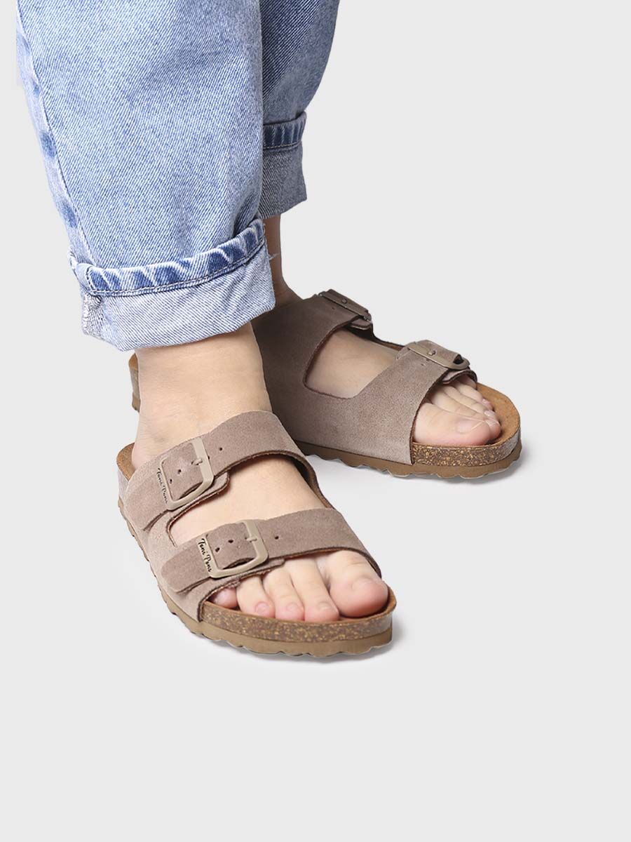 Women's Double Buckle Sandal - GHANA-QT-TAUPE