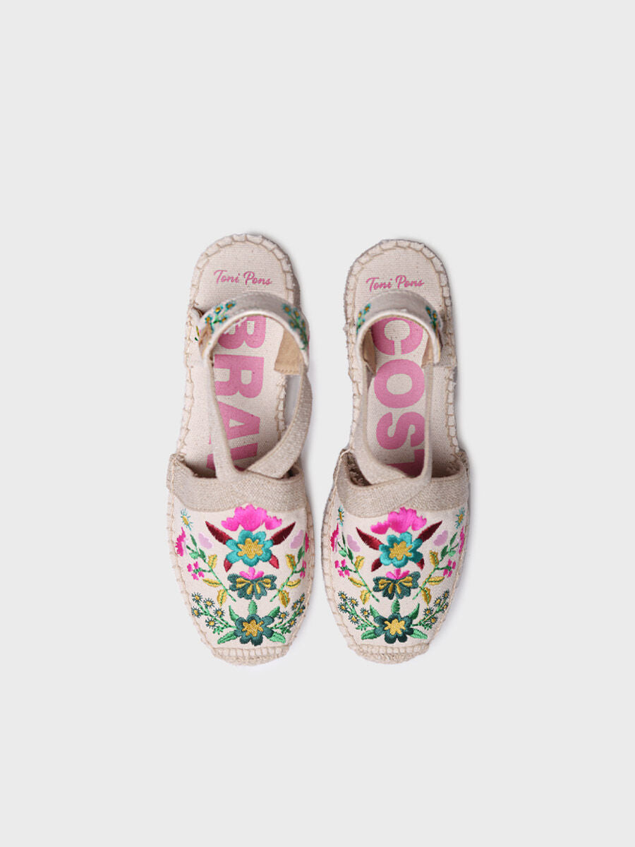 Women's wedge espadrilles with MULTIcoloured embroidery - MONTJOI-FLORAL