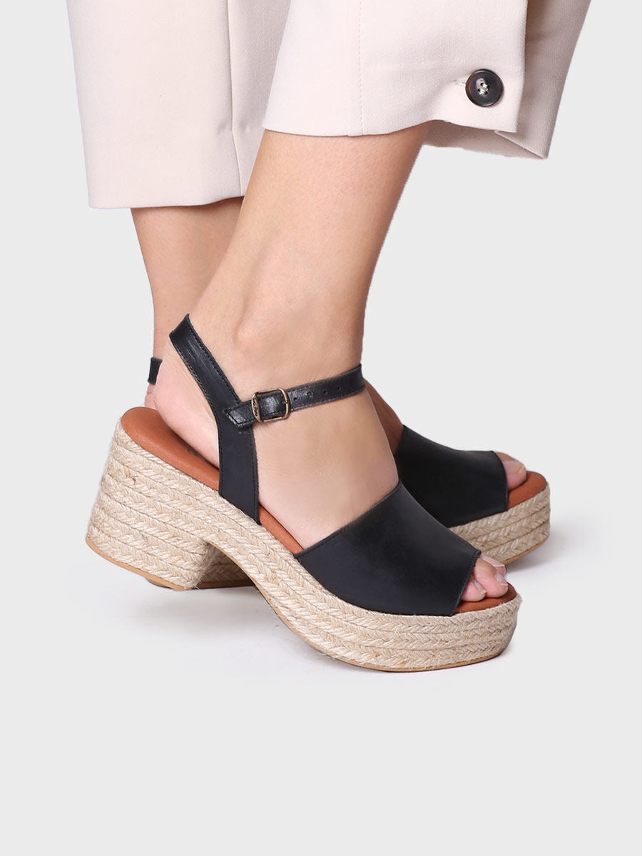 Women's espadrilles with wide heel - ADRIANA-BLACK