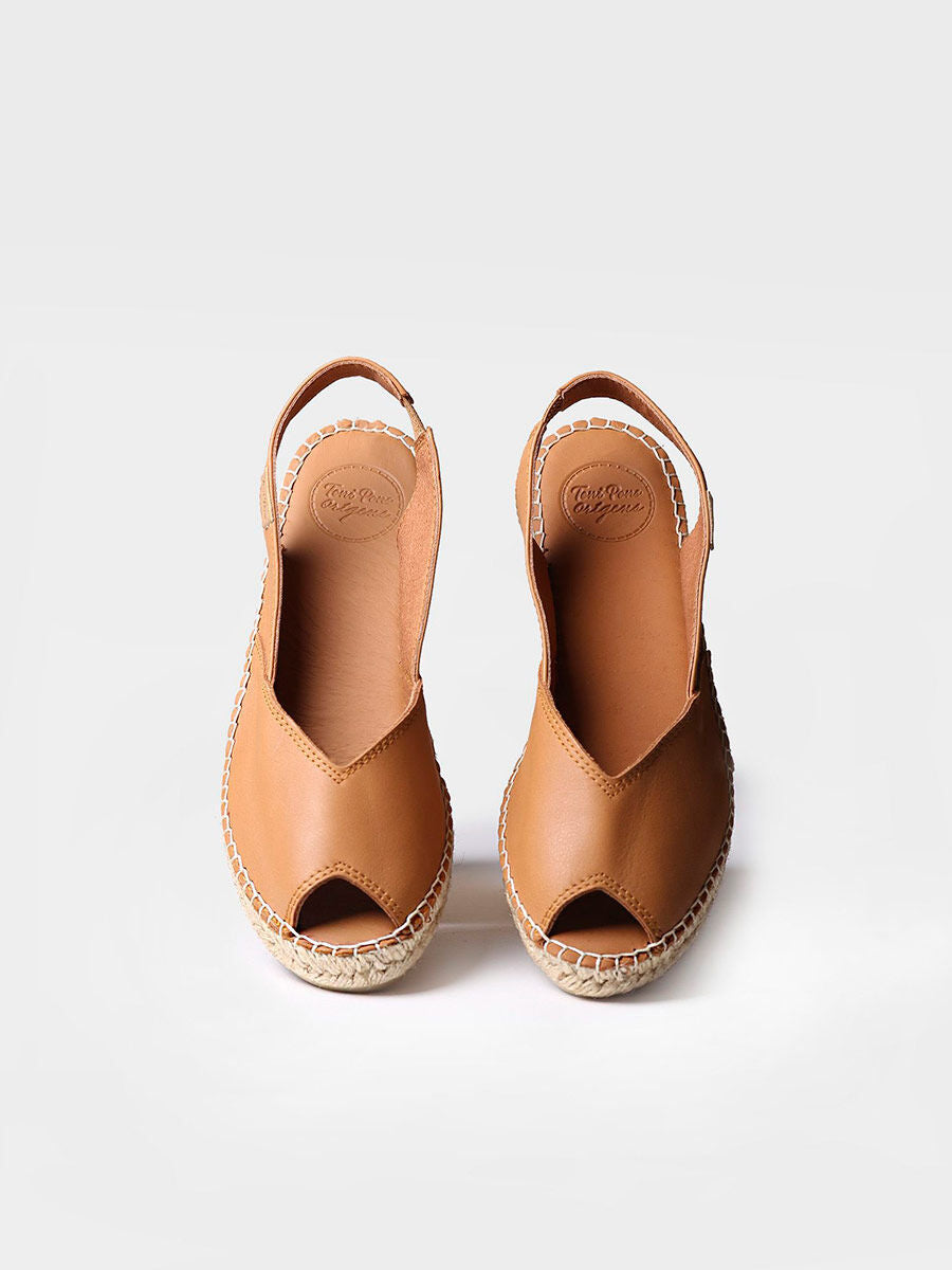 Wedge espadrilles in leather - BERNIA-P-TAN