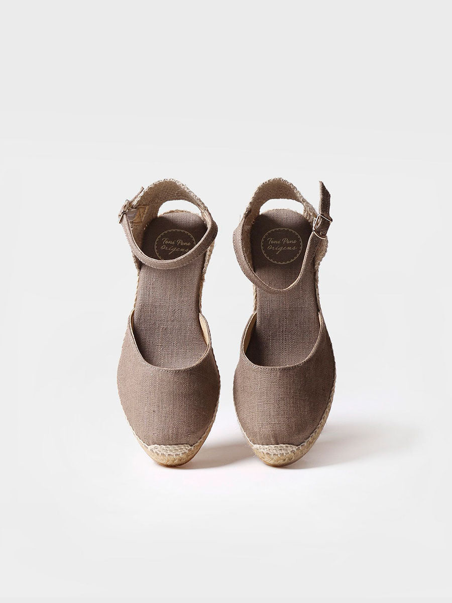 Jute wedge espadrilles with buckle - CALDES-TAUPE