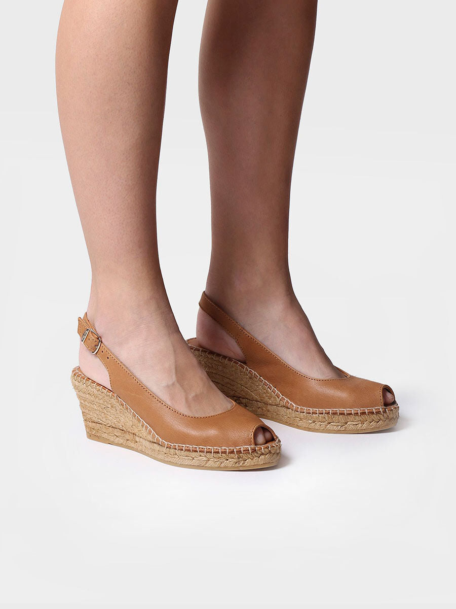 Wedge espadrilles peep toe style - CROATIA-TAN