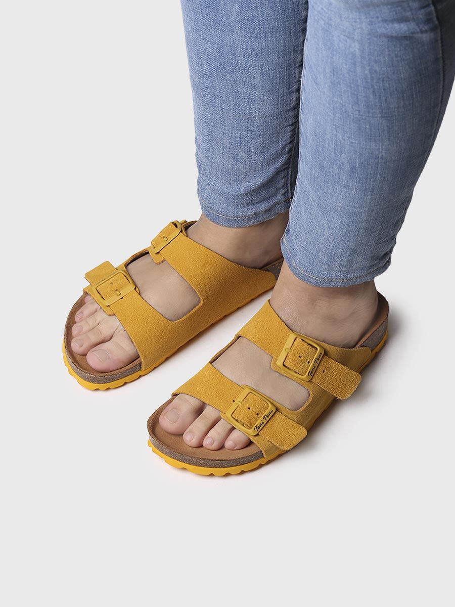 Women's Double Buckle Sandal - GHANA-QT-YELLOW