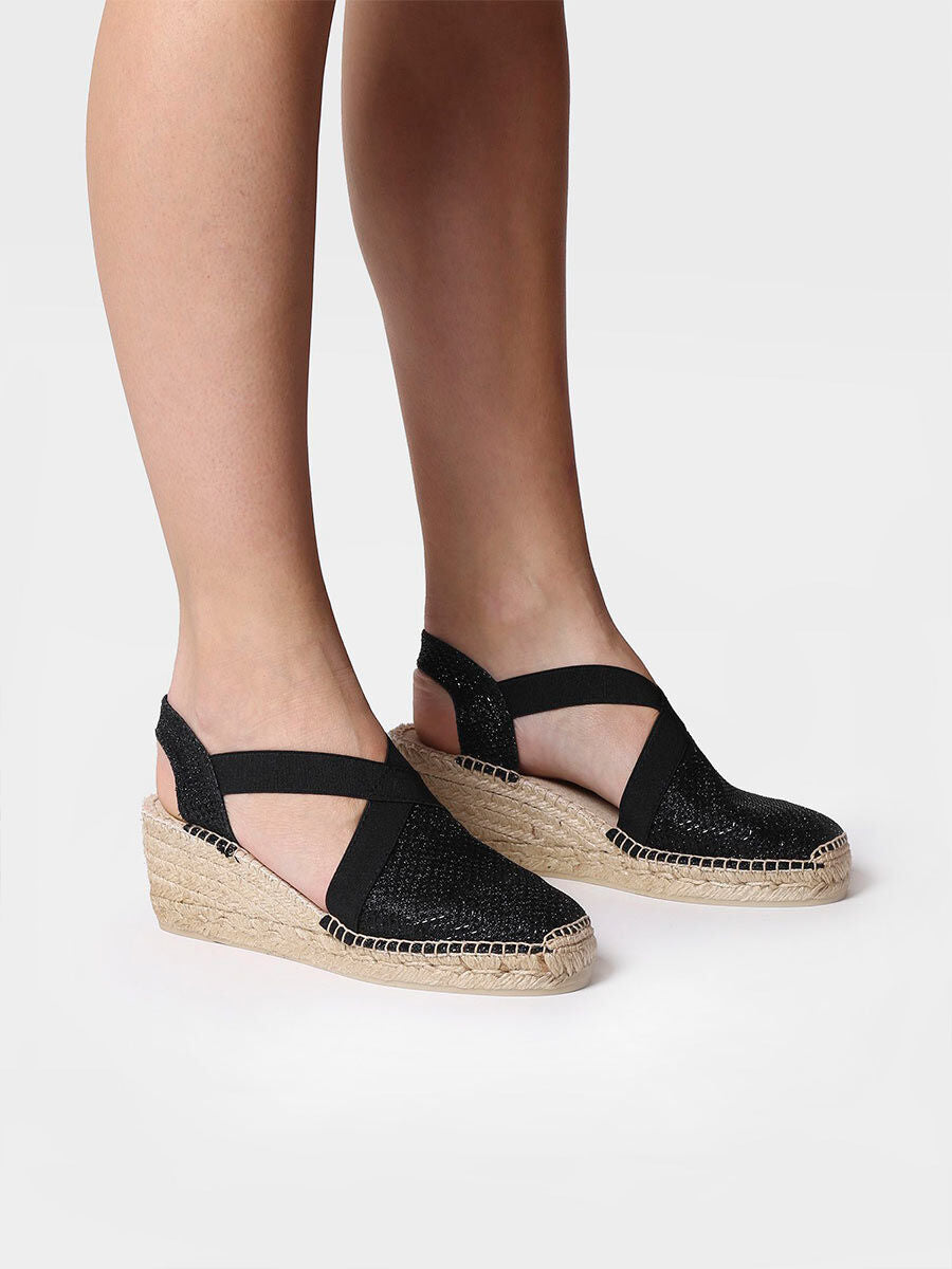 Women's shiny vegan espadrilles - TRITON-BLACK