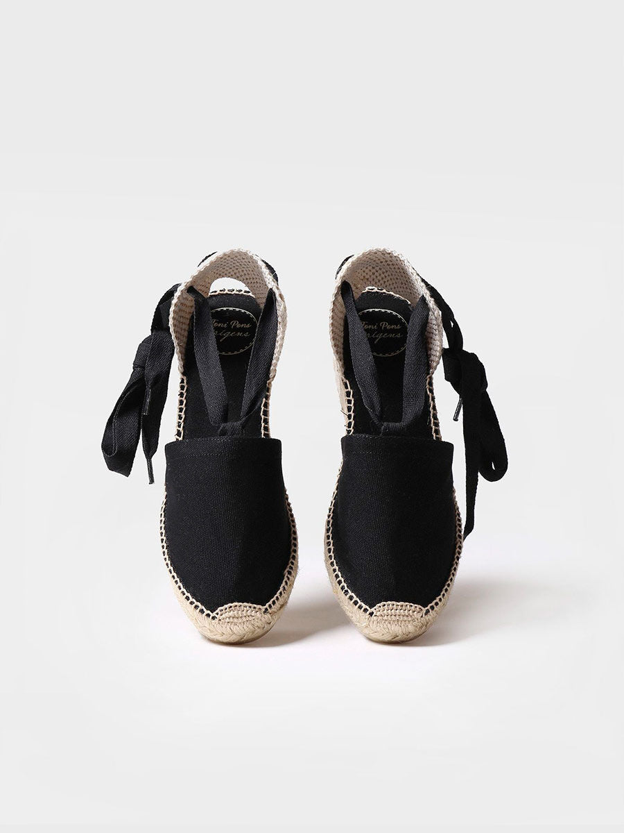 Valencian espadrille with strings for women - VALENCIA-BLACK